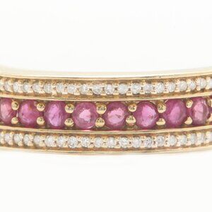 0.75 Carat Natural Ruby and Diamonds in 14K Solid Yellow Gold Women Ring